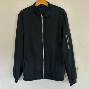 SHEIN Men Black Solid Zip Up Bomber Jacket see description for size